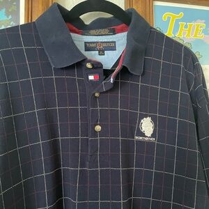 Tommy Hilfiger Golf North River Long Sleeve Polo XL | Vintage Windowpane